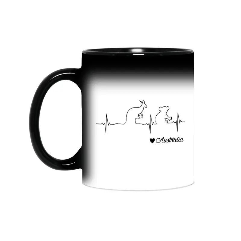 Australia Heartbeat - Kangaroo and Koala Draw Gift Sihirli Kupa