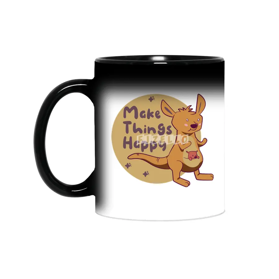 Make things happy Kawaii funny cute kangaroo brown Sihirli Kupa
