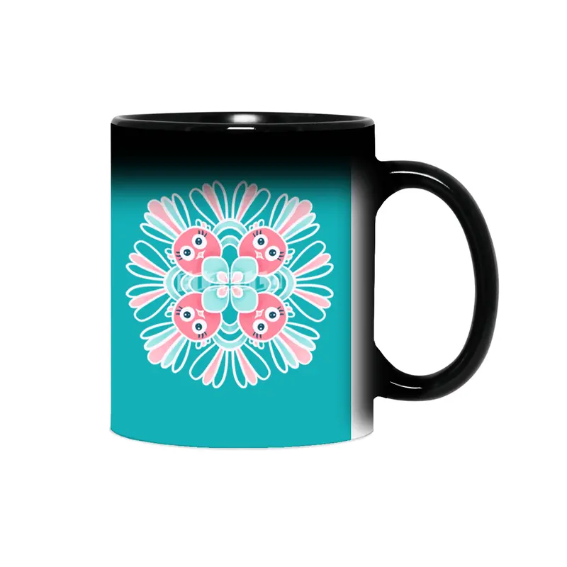 Cute Birds Flower Mandala Sihirli Kupa