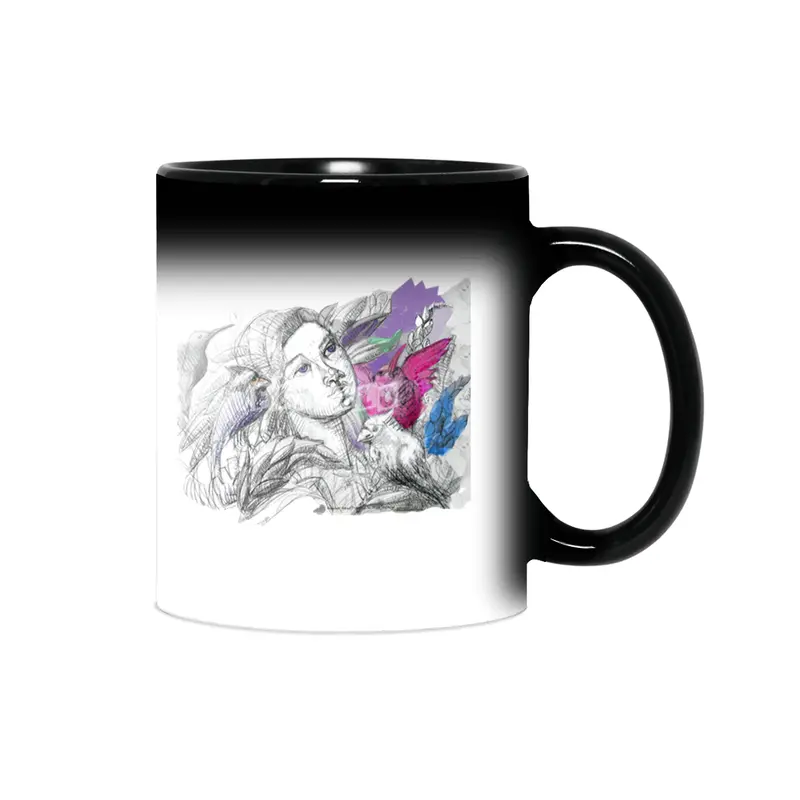 Fairy with The Birds of Paradise Original Drawing by Alice CCI Sihirli Kupa