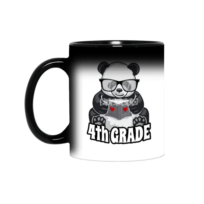 4th Grade Back To School Panda Book Reader Teacher Heart Sihirli Kupa