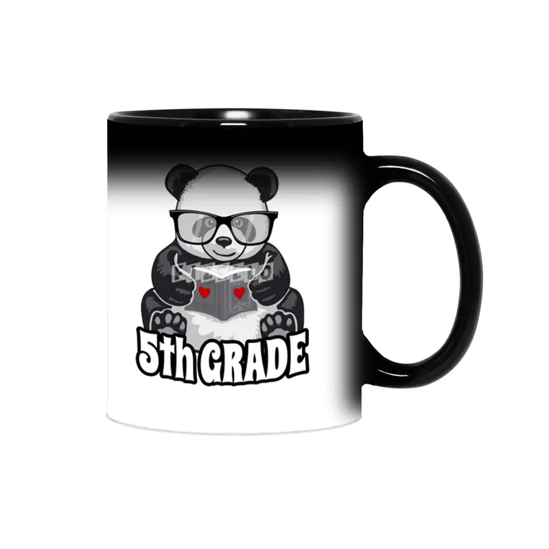 5th Grade Back To School Panda Book Reader Teacher Heart Sihirli Kupa