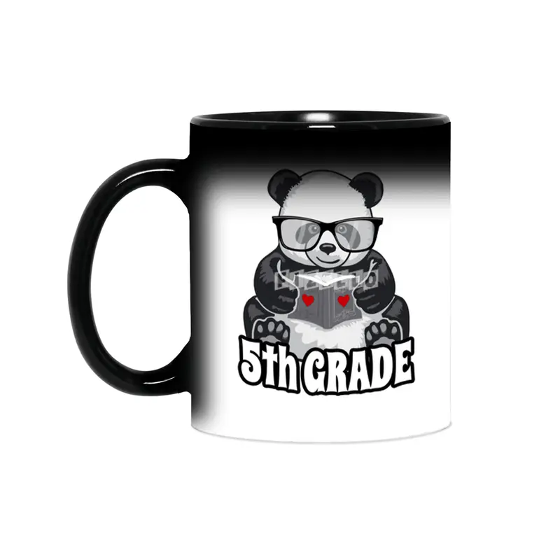 5th Grade Back To School Panda Book Reader Teacher Heart Sihirli Kupa
