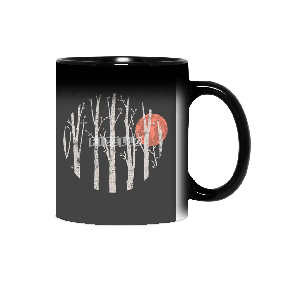 Full Moon Rising In The Birch Tree Forest Sihirli Kupa