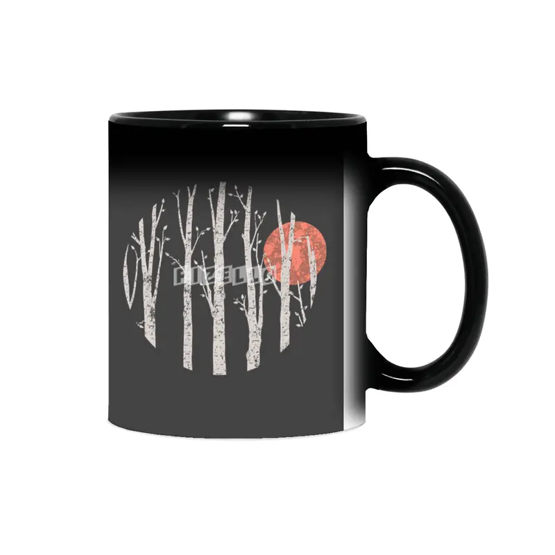 Full Moon Rising In The Birch Tree Forest Sihirli Kupa