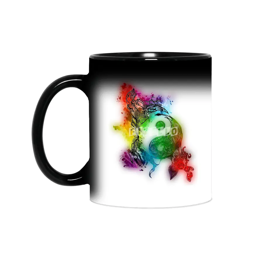 Zen Doodle Yin Yang Rainbow Pride Sihirli Kupa