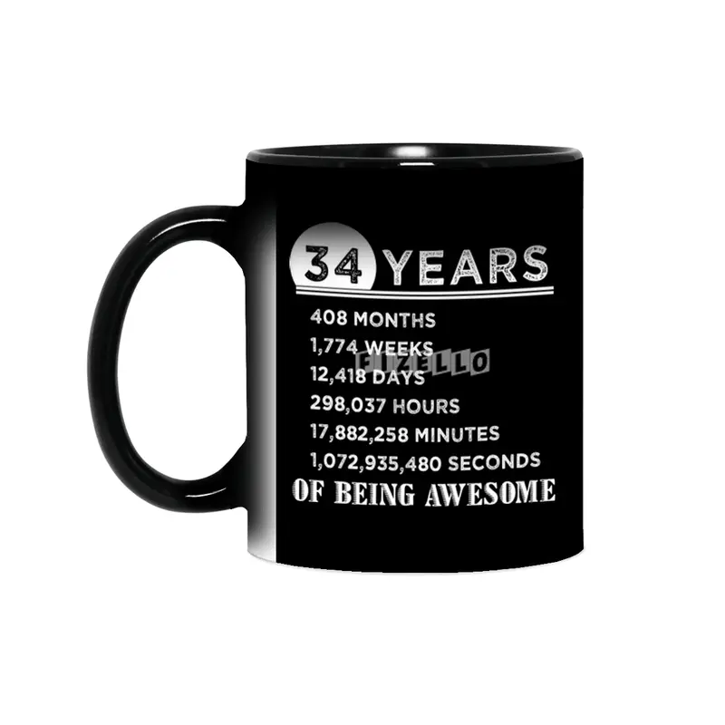 34th Birthday Gifts 34 Years Old of Being Awesome Sihirli Kupa