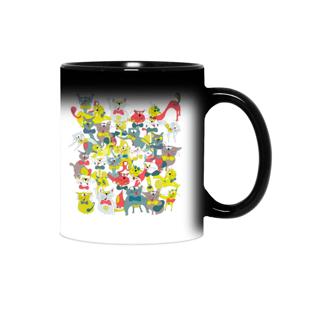 Funny doodle colorful cats.Seamless pattern with funny hand drawn cats Sihirli Kupa