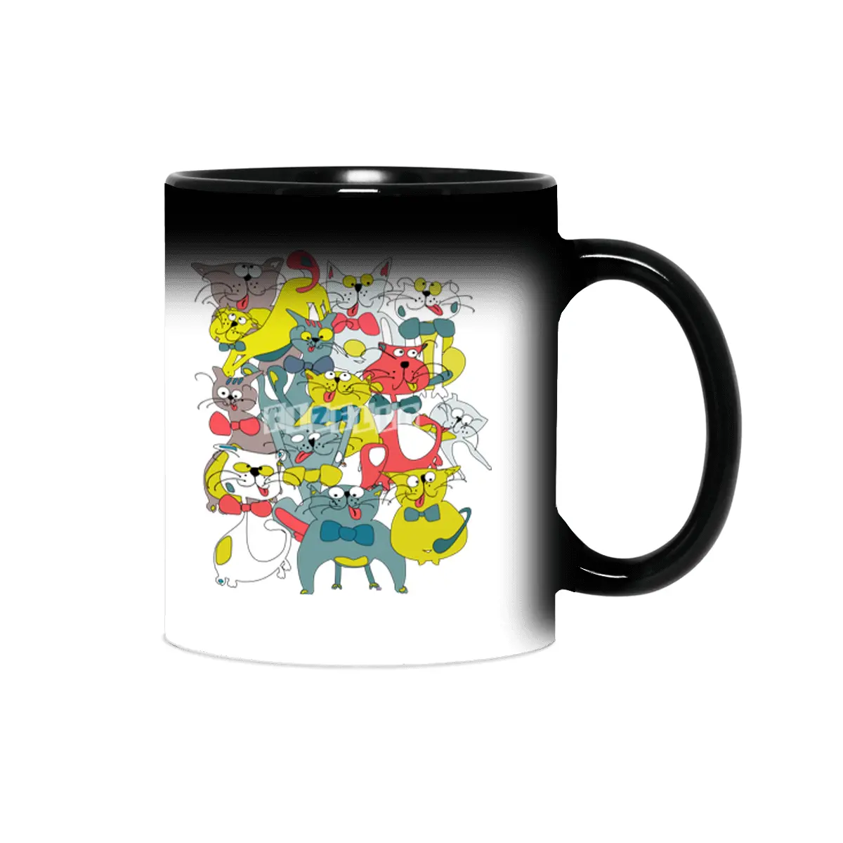 Funny doodle colorful cats.Seamless pattern with funny hand drawn cats Sihirli Kupa