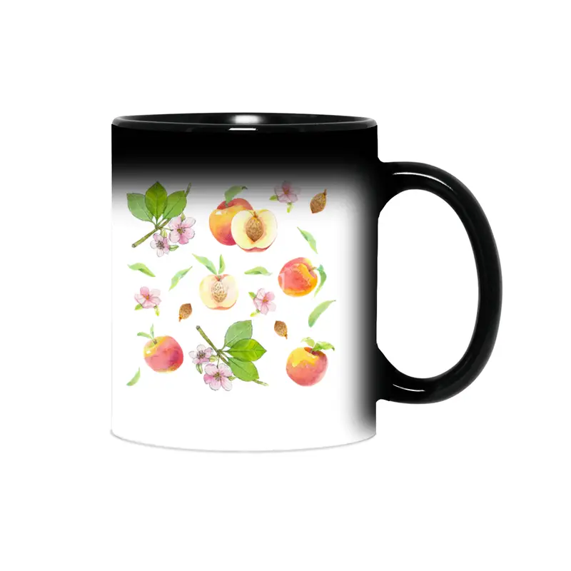 Peach fruit watercolor - Hand drawn ripe fruits Sihirli Kupa