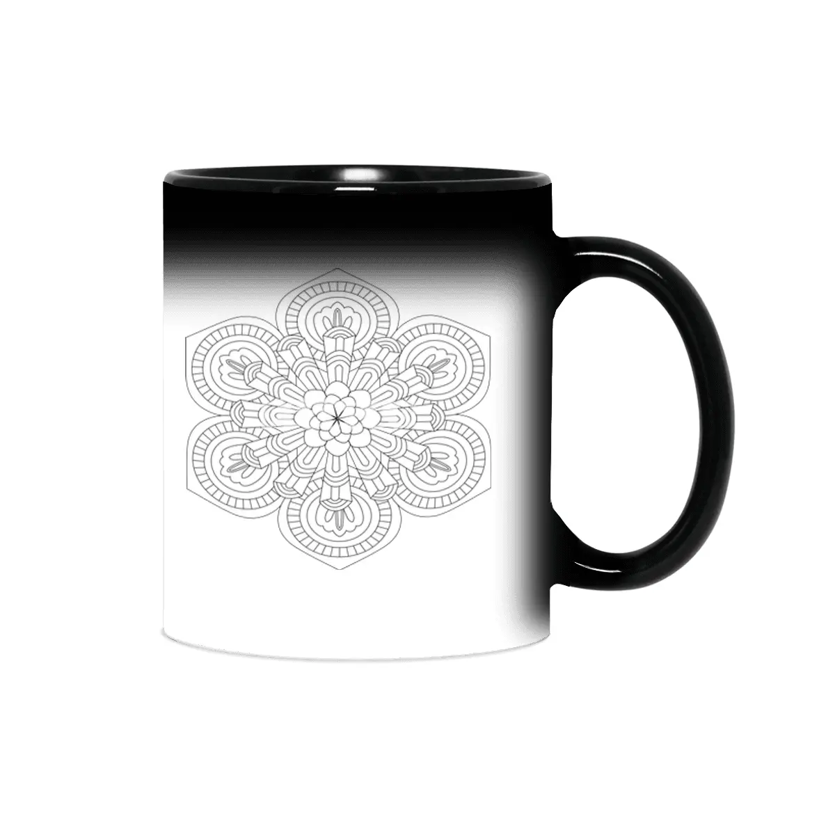 Black and white mandala vector isolated on white. Vector hand drawn circular decorative element. Sihirli Kupa