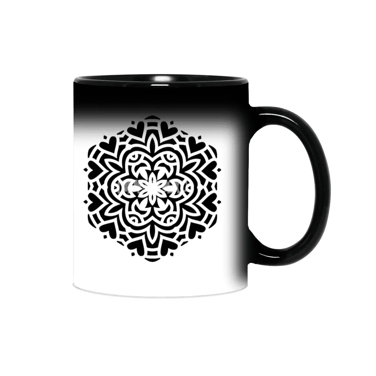 Black isolated ethnic mandala design. Anti-stress coloring page for adults. Hand drawn illustration. Sihirli Kupa