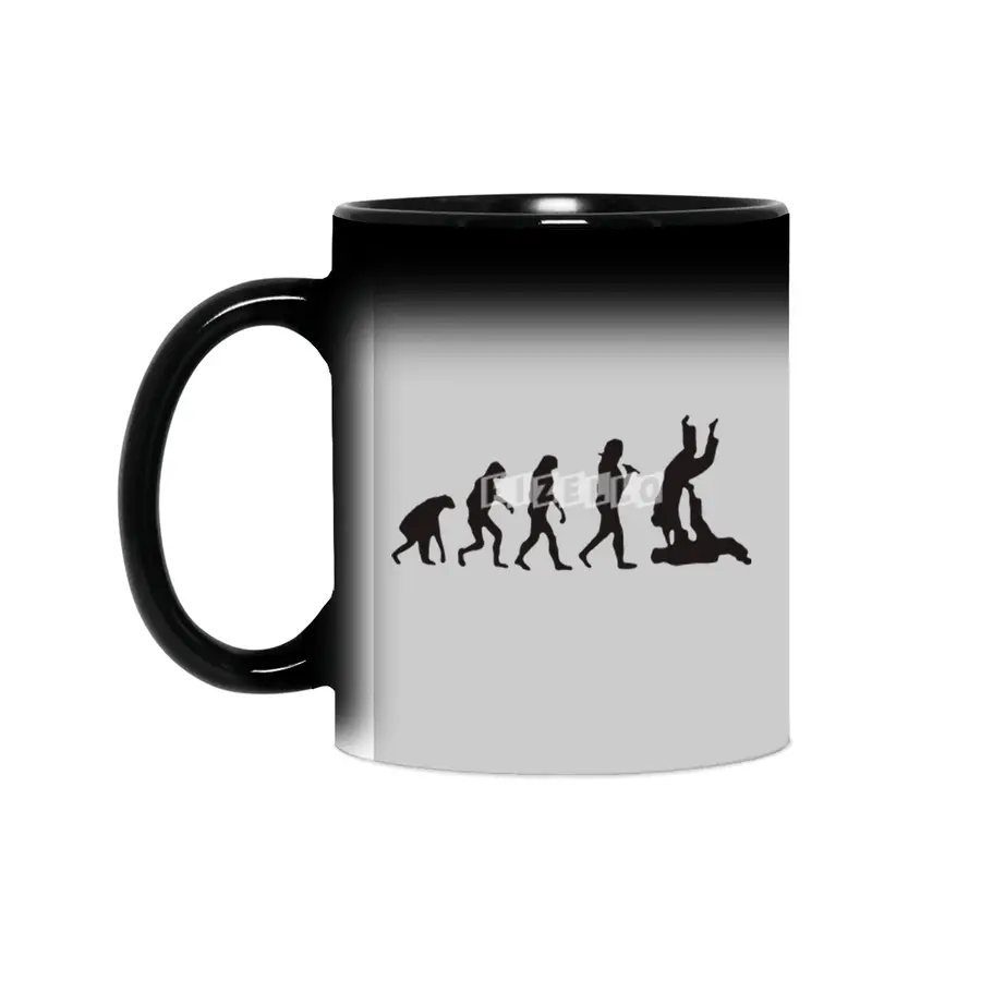 Evolution of Man Jiu Jitsu Humour Logo Sihirli Kupa