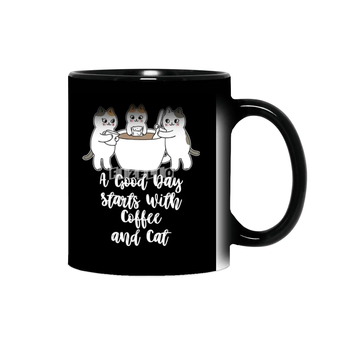 A Good Day Starts With Coffee and Cat Cute Kitty Lovers Sihirli Kupa