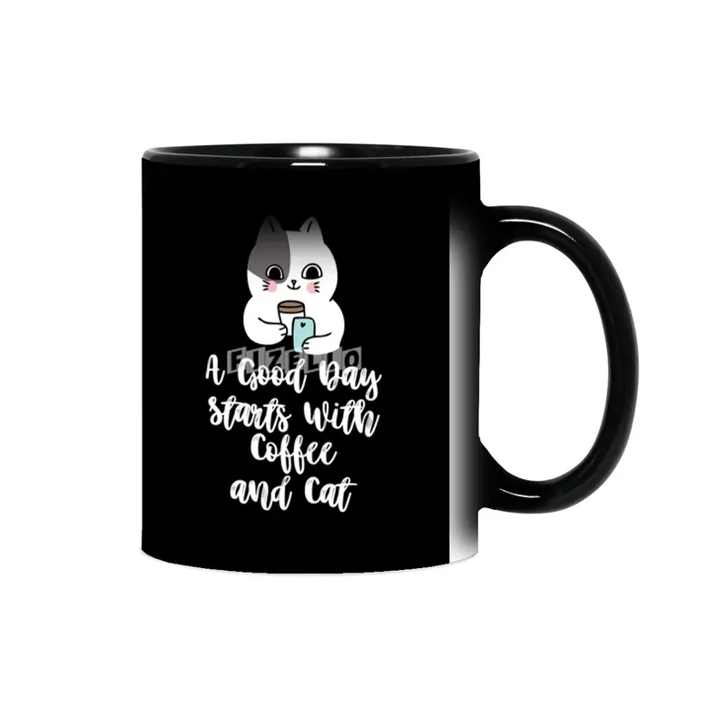 A Good Day Starts With Coffee and Cat Cute Kitty Lovers Sihirli Kupa