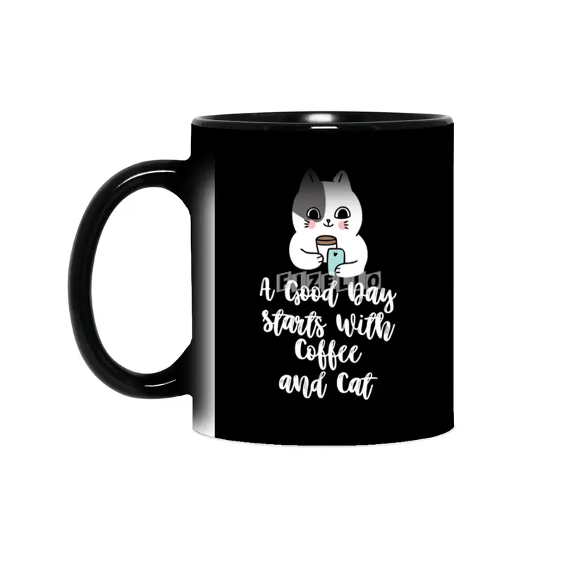 A Good Day Starts With Coffee and Cat Cute Kitty Lovers Sihirli Kupa