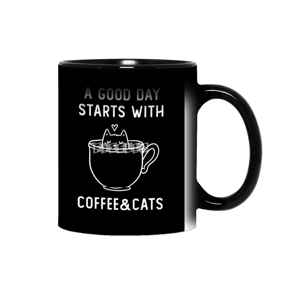 A Good Day Starts With Coffee And Cats Funny Cute Gift Sihirli Kupa