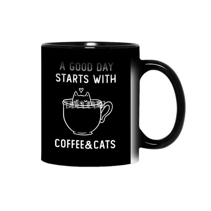A Good Day Starts With Coffee And Cats Funny Cute Gift Sihirli Kupa