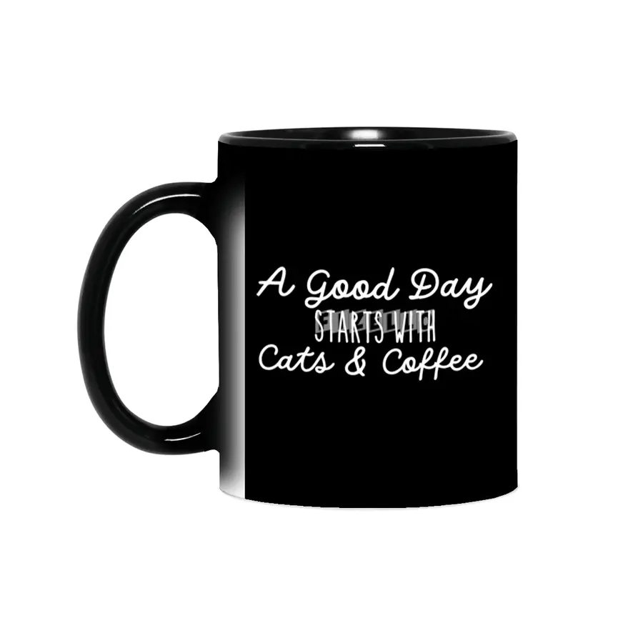 A Good Day Starts With Cats & Coffee Sihirli Kupa
