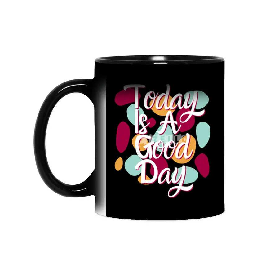Today Is A Good Day Colorful Polka Blobs - Abstract Wobbly Polka Dots Black Sihirli Kupa