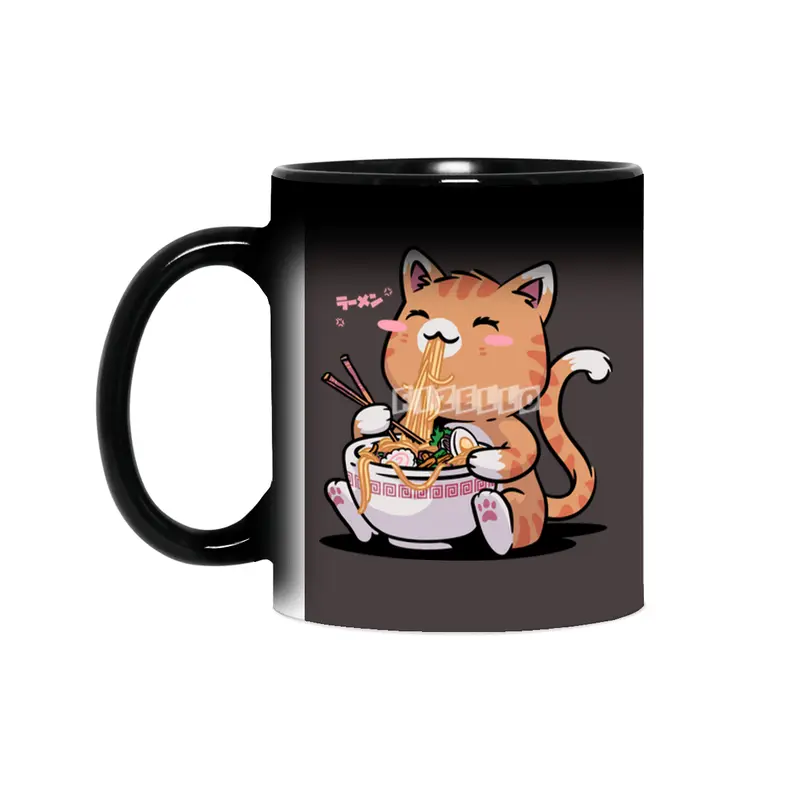 Cat Ramen Kawaii Neko Bowl Anime Otaku Caramel Cat Sihirli Kupa