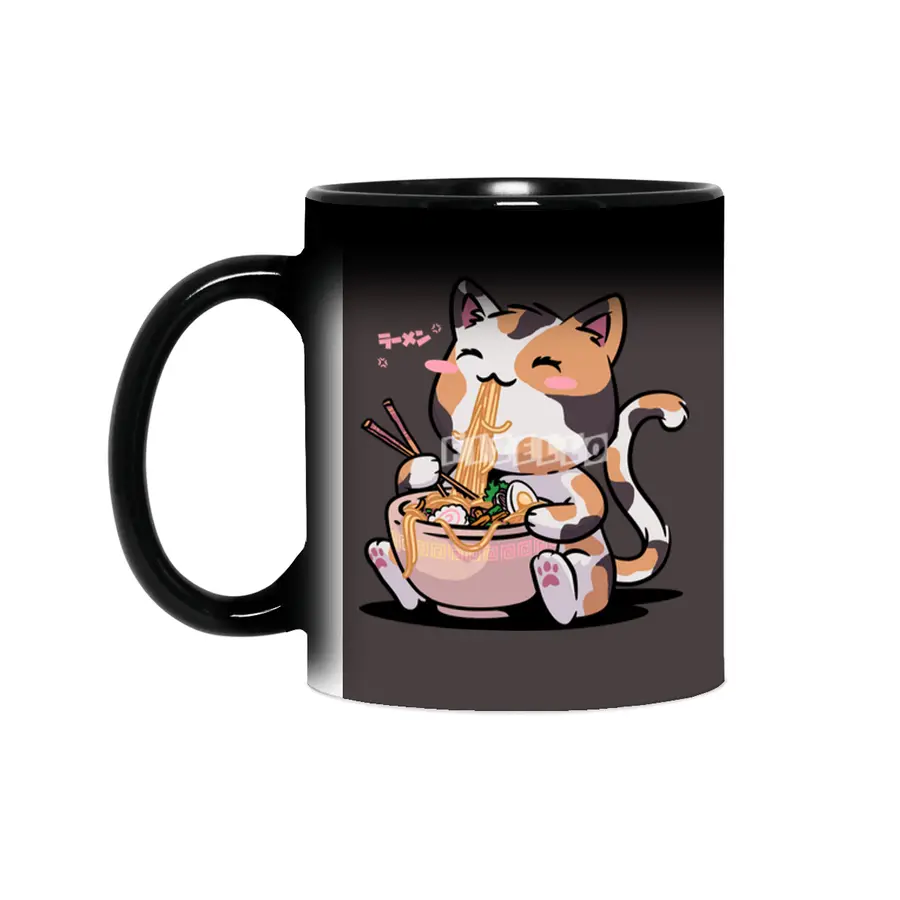 Kawaii Neko Cat Ramen Bowl Anime Otaku Color Cat Sihirli Kupa