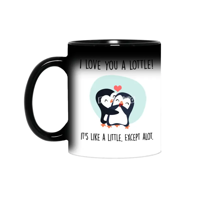 Cute Penguin Couple | I love you a lottle. It's like a little, except a lot Sihirli Kupa