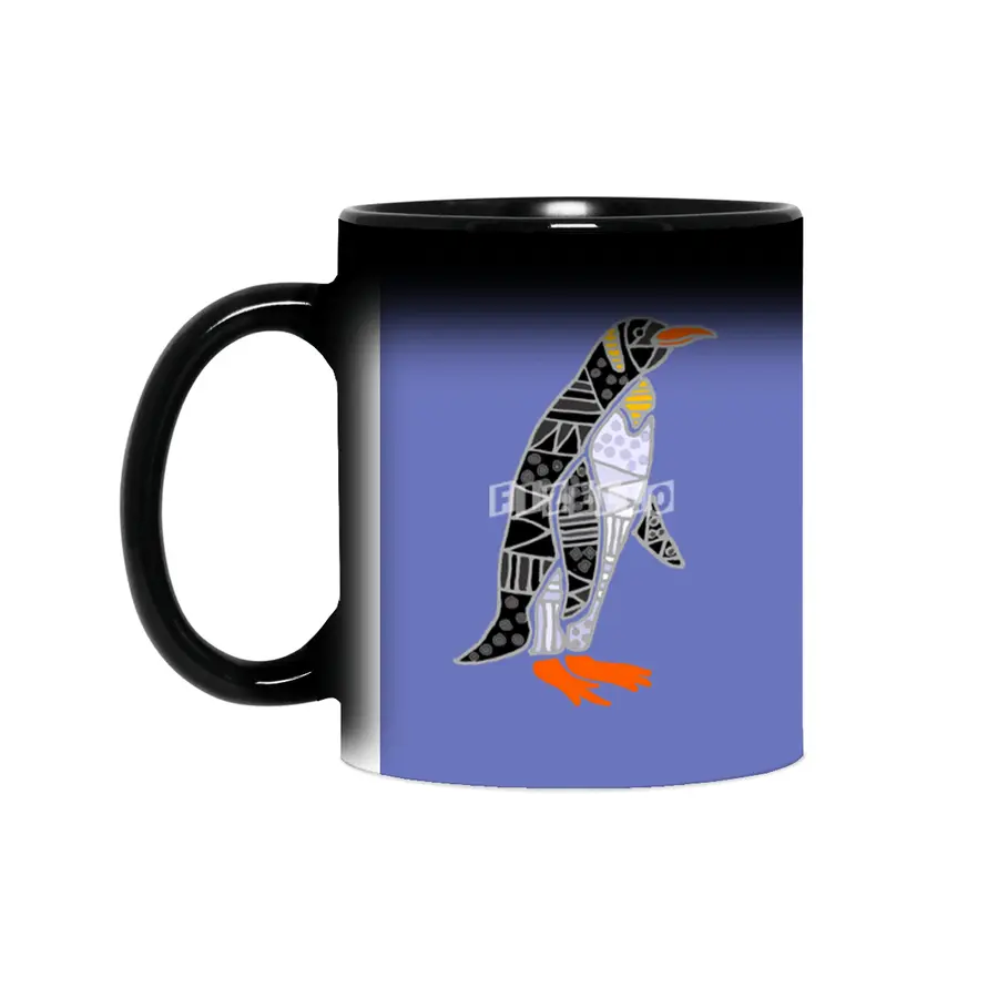 Cool Penguin Bird Abstract Art Pattern Sihirli Kupa