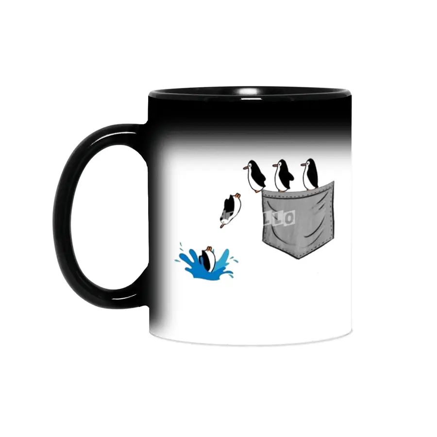 Love Penguin in pocket Women Shirt Penguin Lovers Sihirli Kupa