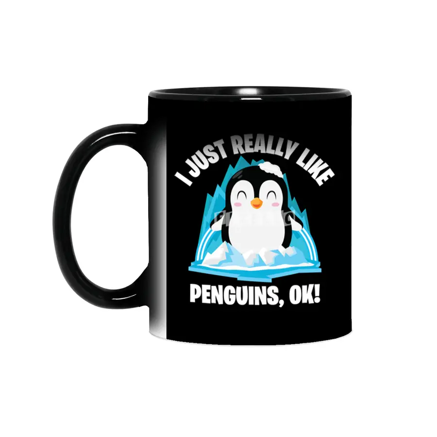 Funny Penguin Cute I Just Really Like Penguins OK Sihirli Kupa