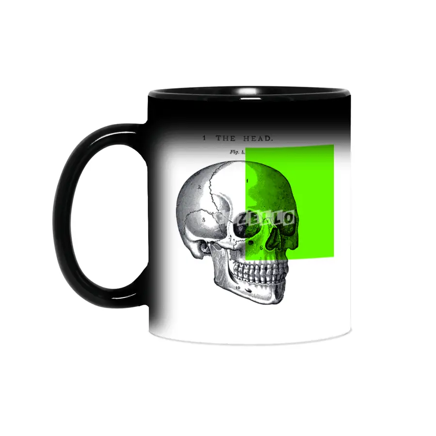 vintage black and white illustration skull collage Sihirli Kupa