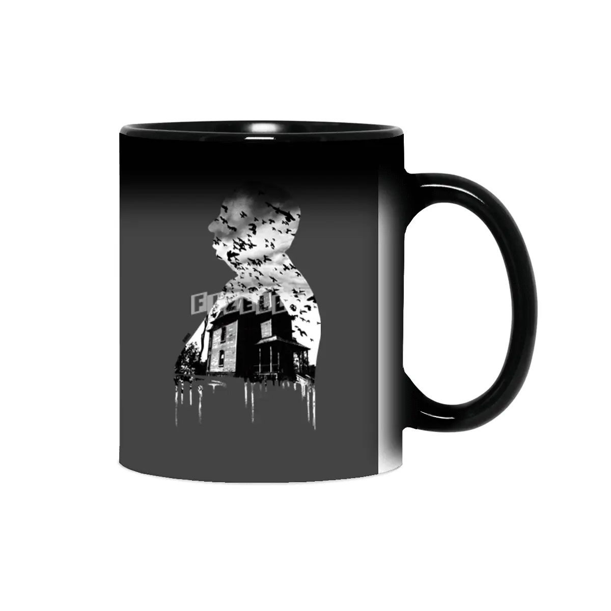 Alfred Hitchcock Silhouette Illustration Collage Sihirli Kupa