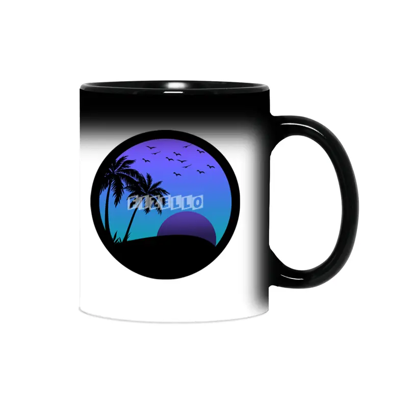 Beach Side Silhouette - Purple/Blue Sihirli Kupa
