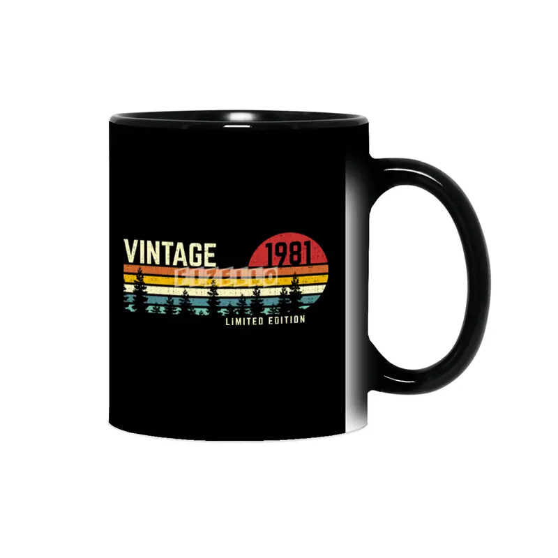 cool vintage sunset 1981 limited edition 40th birthday 40 year old retro classic cute design Sihirli Kupa