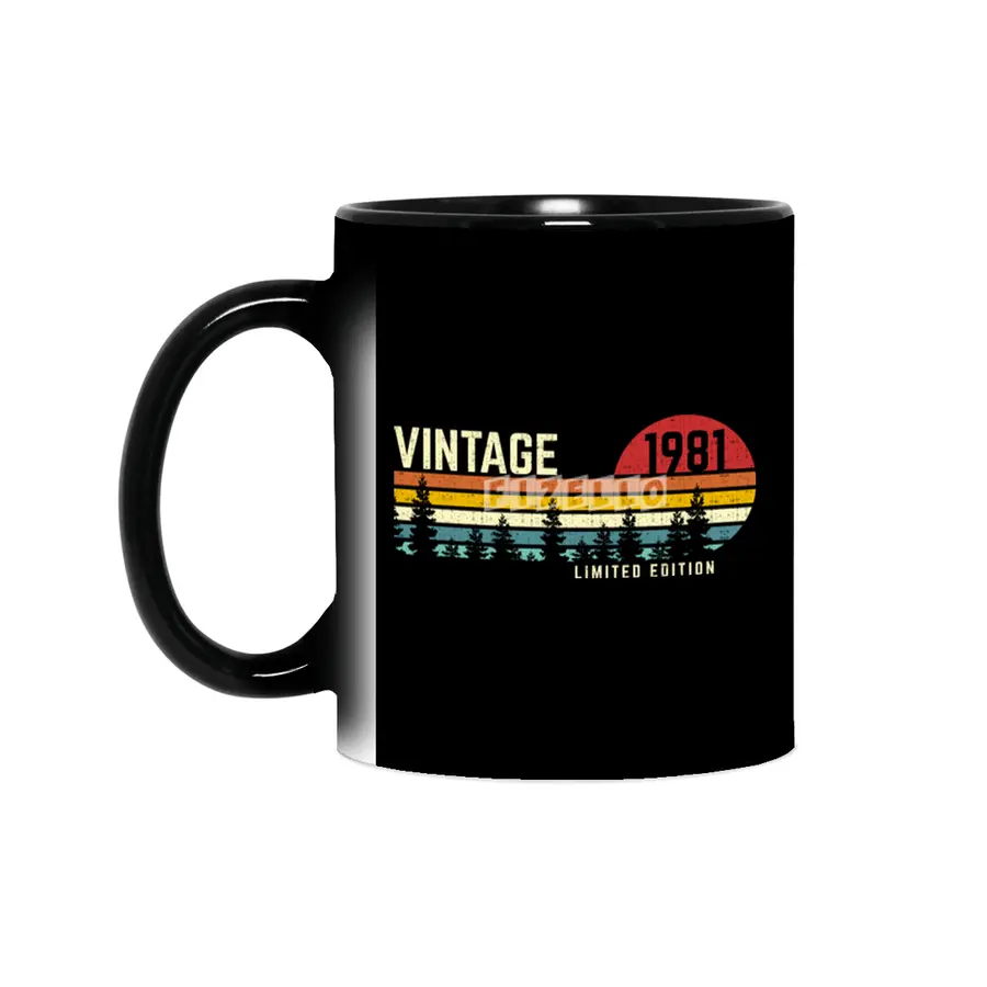 cool vintage sunset 1981 limited edition 40th birthday 40 year old retro classic cute design Sihirli Kupa