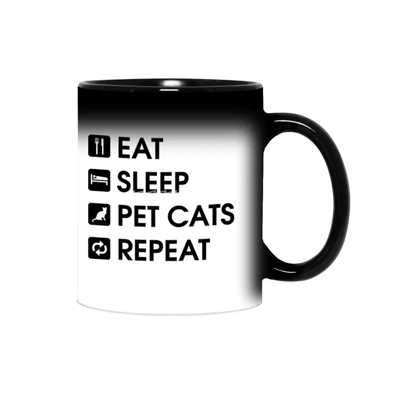 Pink Stars: Eat Sleep Pet Cats Repeat Sihirli Kupa