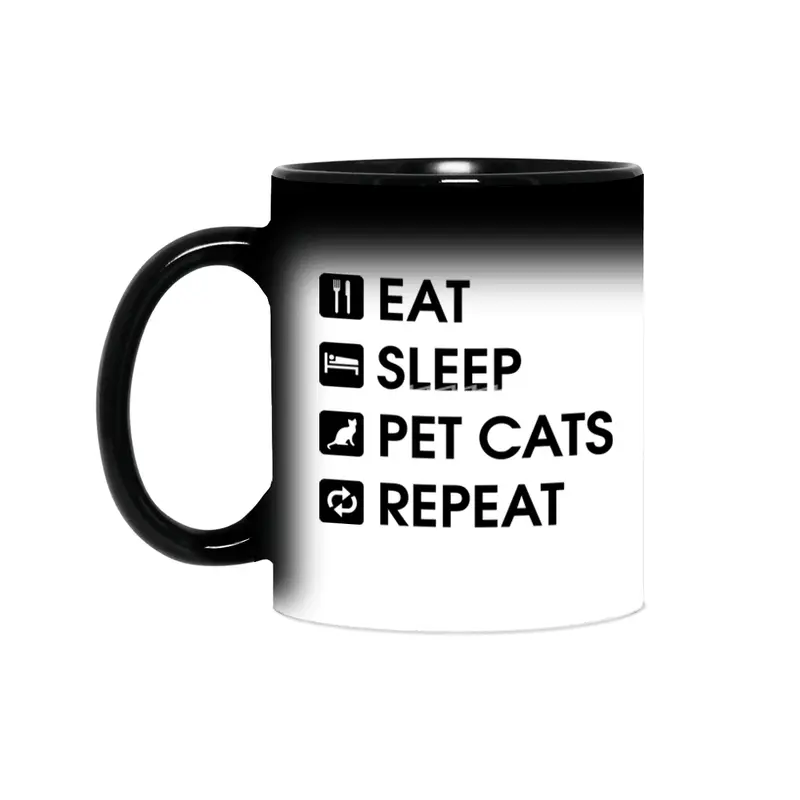 Pink Stars: Eat Sleep Pet Cats Repeat Sihirli Kupa