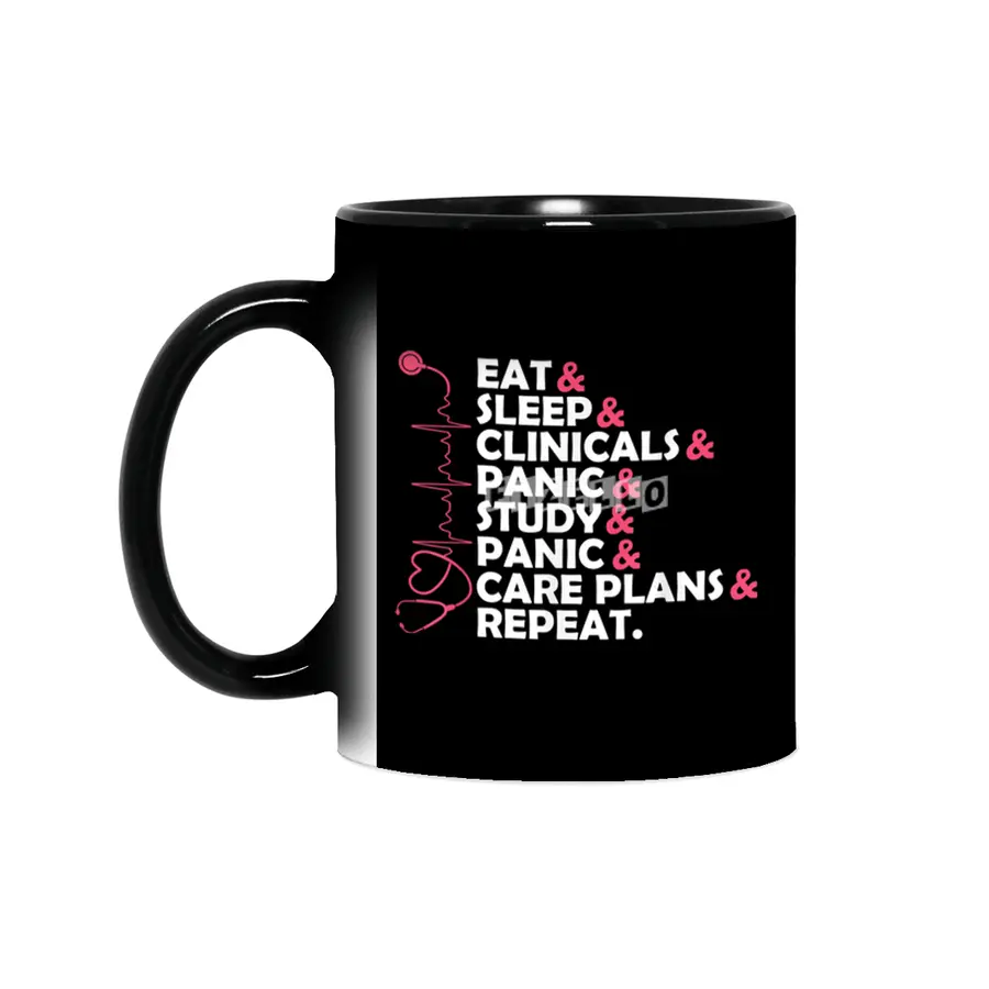 Funny Quote Nurse Day Nursing Students Eat Sleep Gift Tshirt T-Shirt Sihirli Kupa