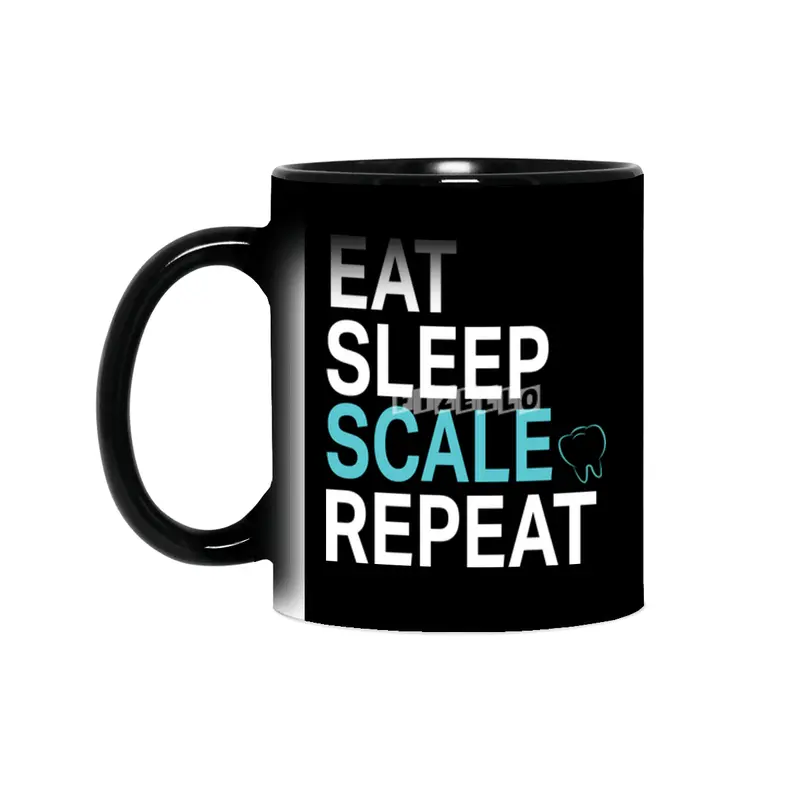 Funny Dental Hygienist Eat Sleep Scale Repeat Teeth Dentist T-Shirt Sihirli Kupa