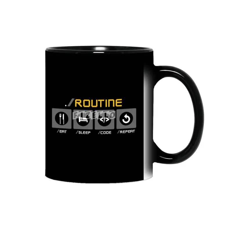 Programmer Routine Eat Sleep Code Repeat Sihirli Kupa