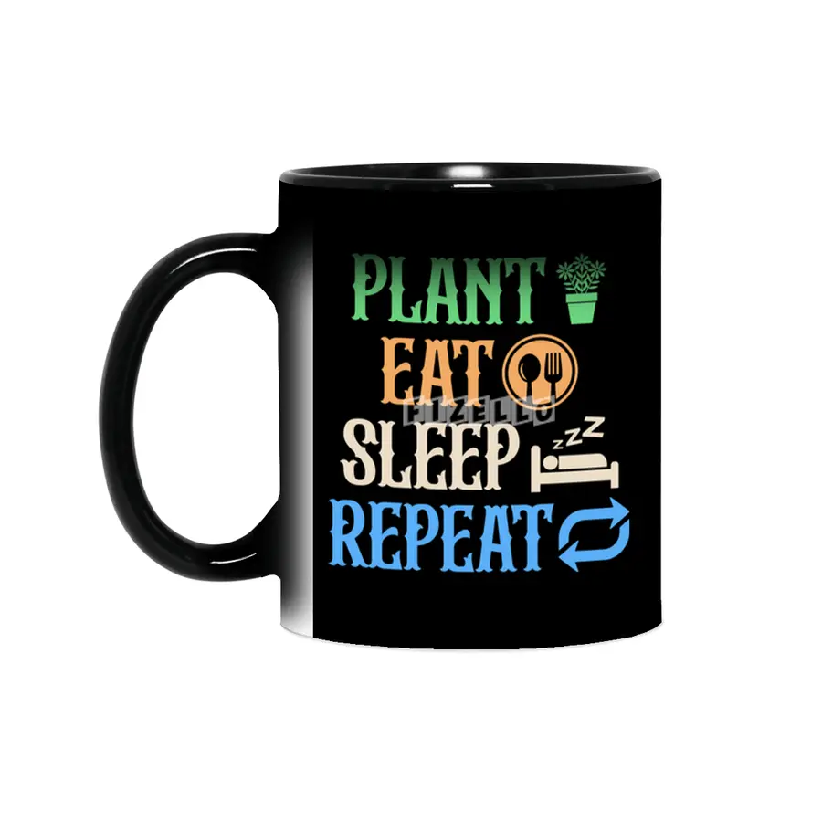 Plant Eat Sleep Repeat Gardener Life T-shirt Sihirli Kupa