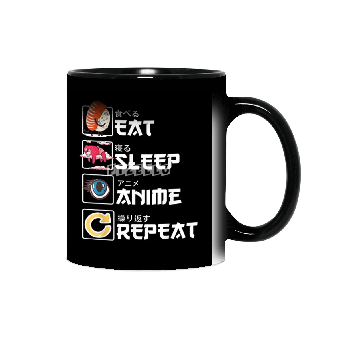 Kawaii Manga Sushi - Eat Sleep Anime Repeat - Cute Anime Sihirli Kupa