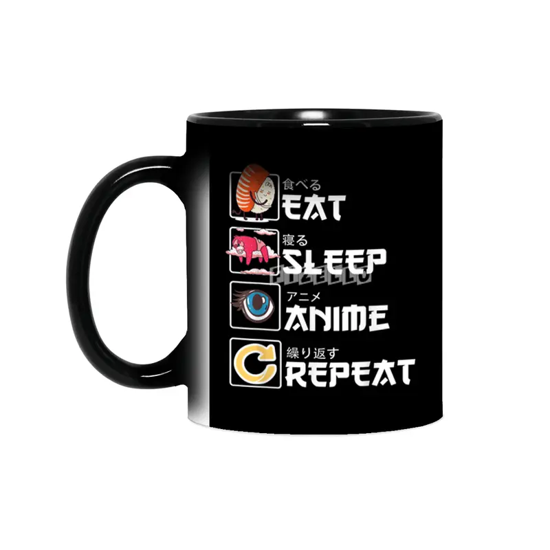 Kawaii Manga Sushi - Eat Sleep Anime Repeat - Cute Anime Sihirli Kupa