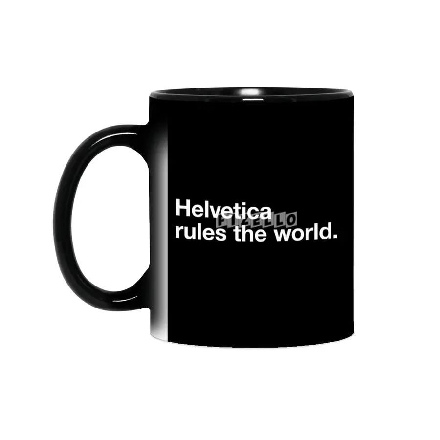 Helvetica Rules the World (black) Sihirli Kupa