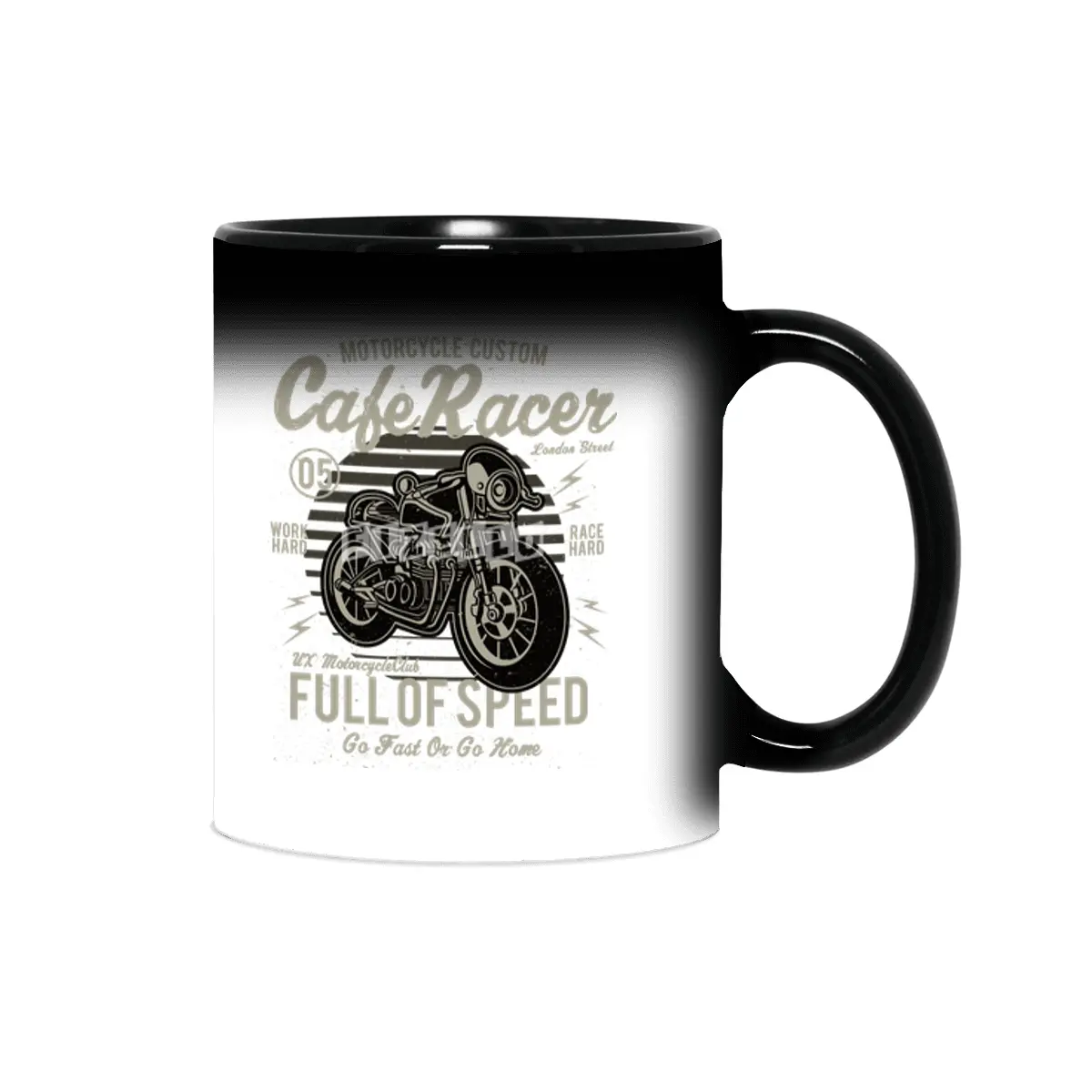 Biker Cafe Racer Full Of Speed Motorcycle Custom Work Hard - Race Hard Sihirli Kupa