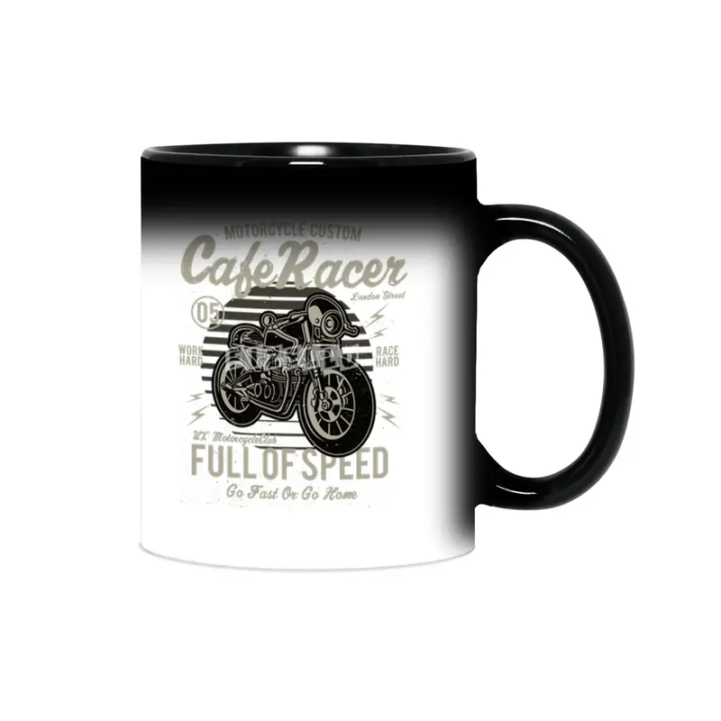 Biker Cafe Racer Full Of Speed Motorcycle Custom Work Hard - Race Hard Sihirli Kupa