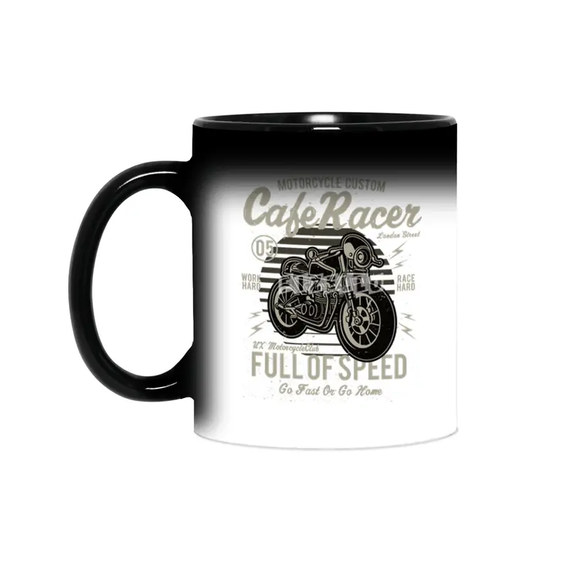 Biker Cafe Racer Full Of Speed Motorcycle Custom Work Hard - Race Hard Sihirli Kupa