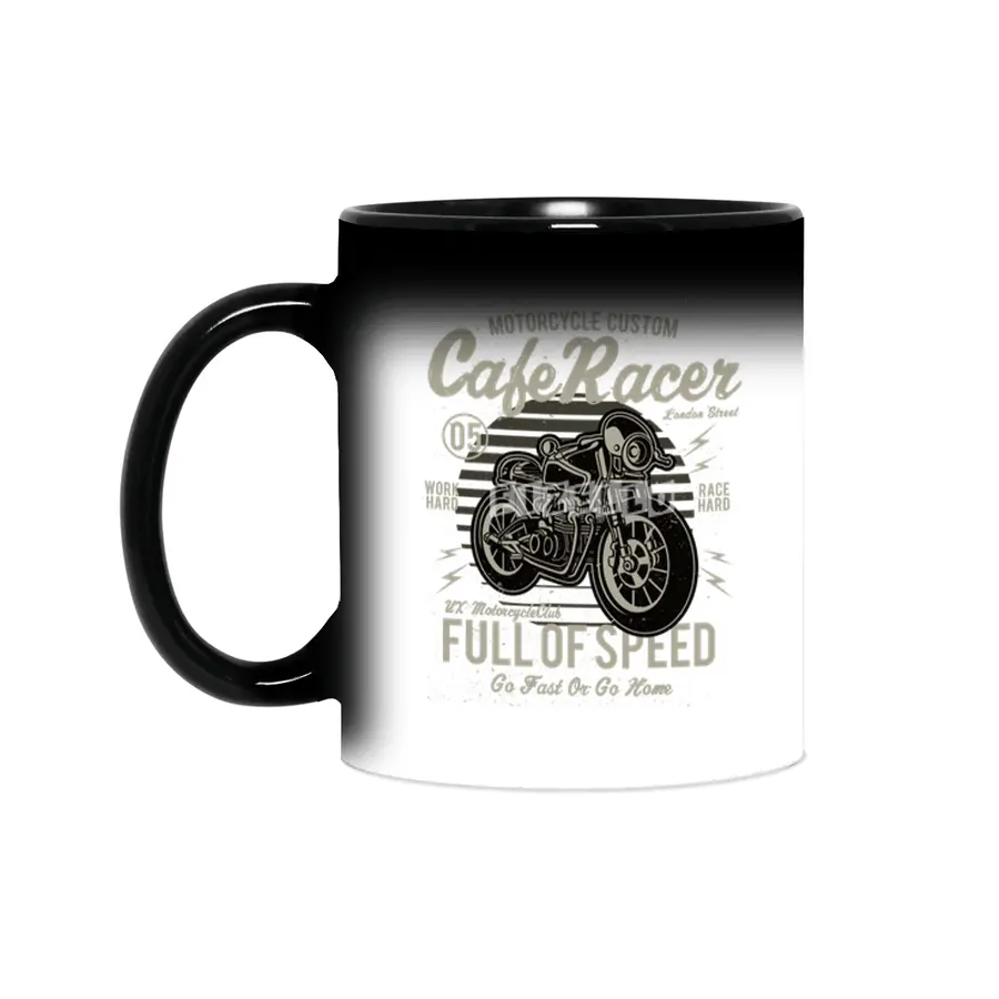 Biker Cafe Racer Full Of Speed Motorcycle Custom Work Hard - Race Hard Sihirli Kupa