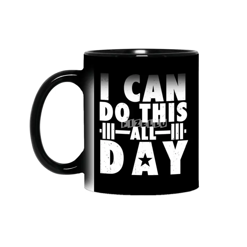 All day Workout Training Gym Fitness Motivational Sihirli Kupa