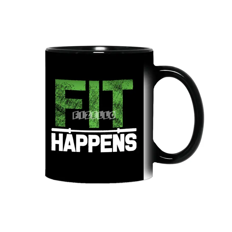 Fit Happens Cross Fit Barbell Fitness Exercise Workout Train Mens gym crossfit lifting Sihirli Kupa